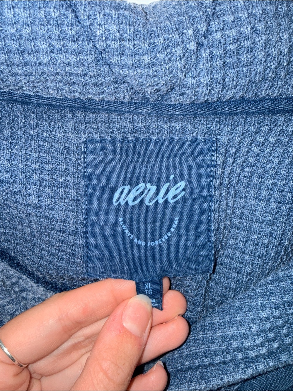 aerie Washed Blue Pullover Turtleneck Sweatshirt - Picture 3 of 3